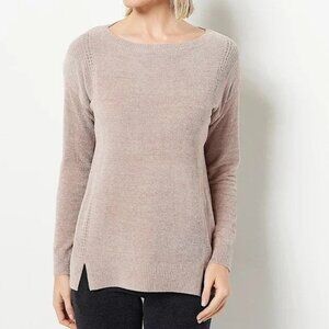 Barefoot‎ Dreams Cozy Chic Ultra Lite Dockside Pointelle Pullover Sweater 1X Tan
